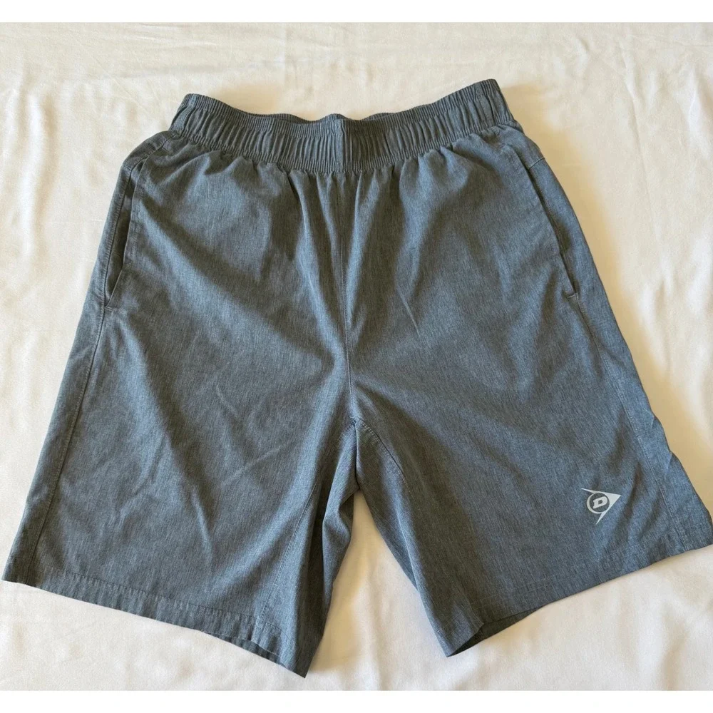 Dunlop Mens Athletic Shorts Grey Heather Tennis Training Gym Pockets Small